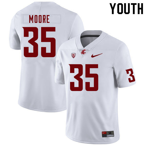 Youth #35 CJ Moore Washington State Cougars College Football Jerseys Sale-White